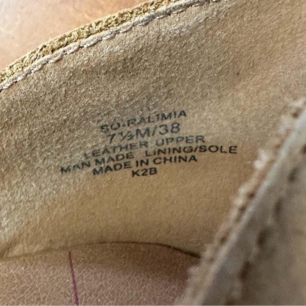 Sole Society Ralimia stacked heel leather slip on shoes in Topanga Tan 7.5 - Picture 11 of 11